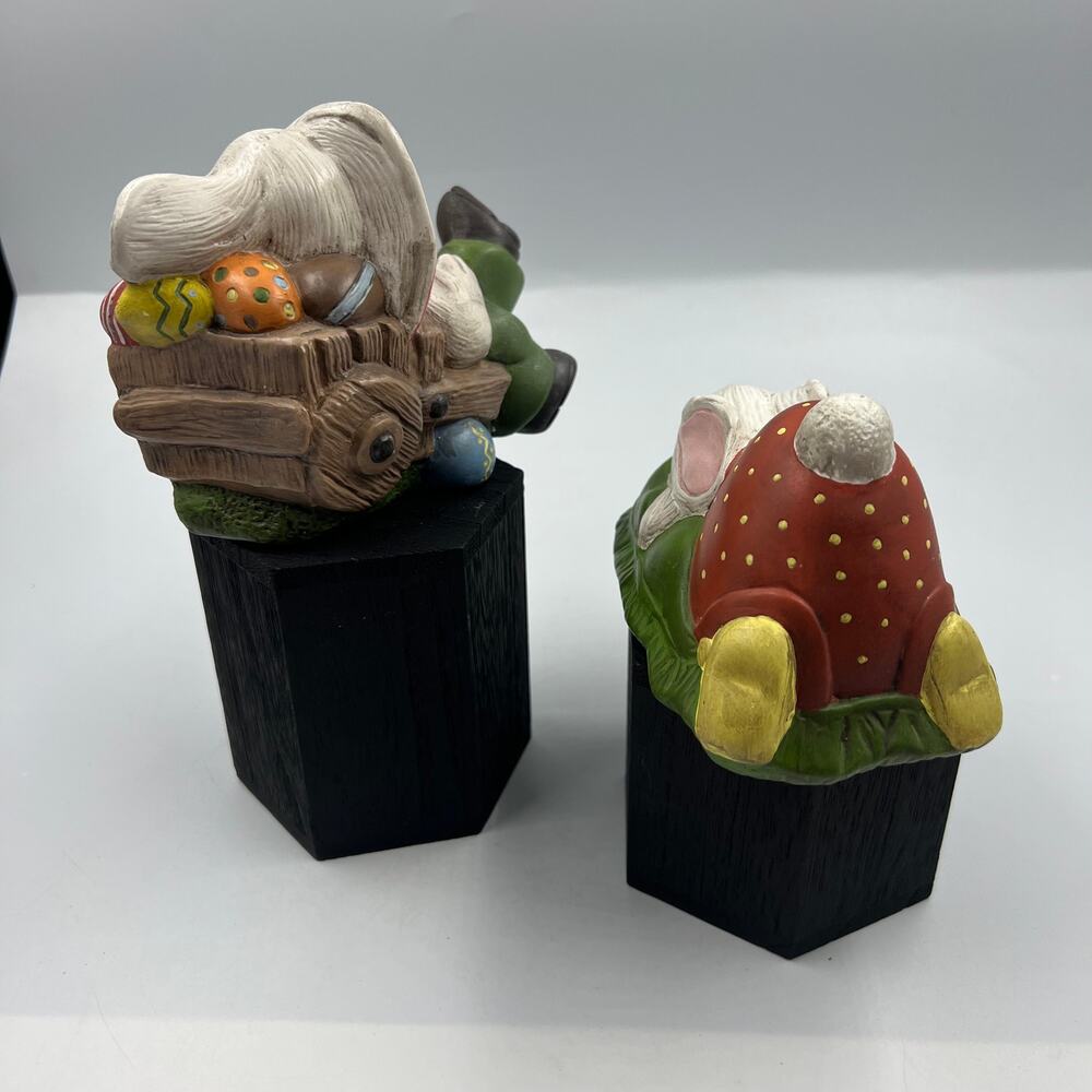Vintage Handmade Ceramic Spring Easter Bunny Rabbit Figurine Set Letty Farr - Picture 9 of 12